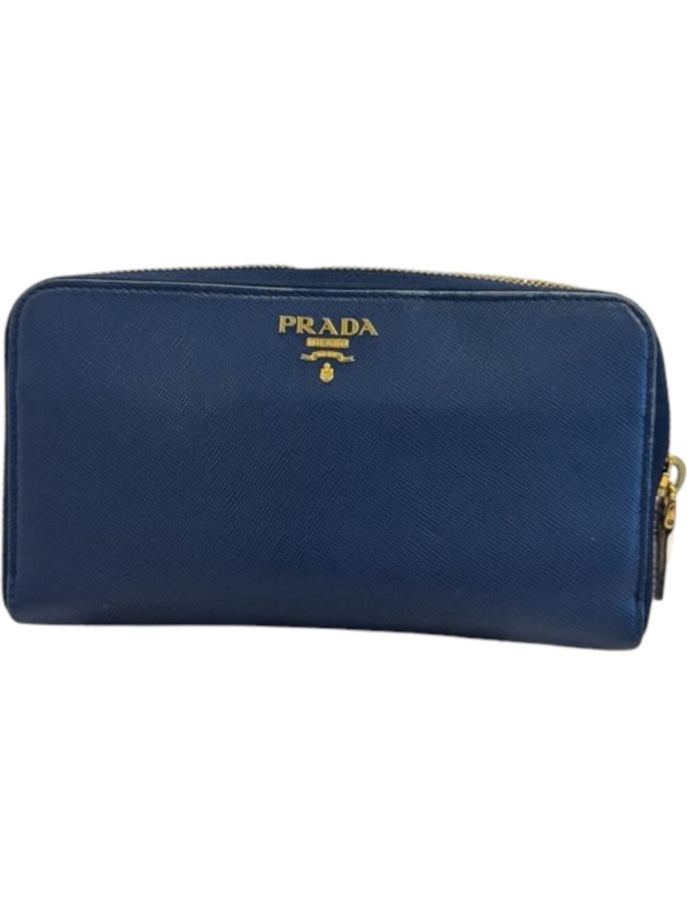 722180CR C1 Prada Wallet Long Navy Blue Leather